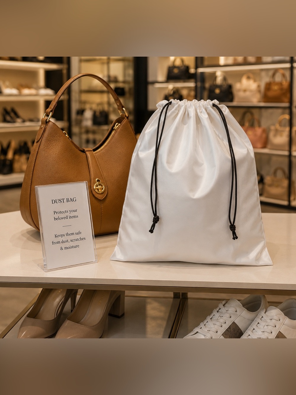 2 White Dust Bags with Drawstring‎